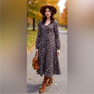 Boden Glorious British Style Long Sleeve Maxi Dress Size 14 Navy Paisley